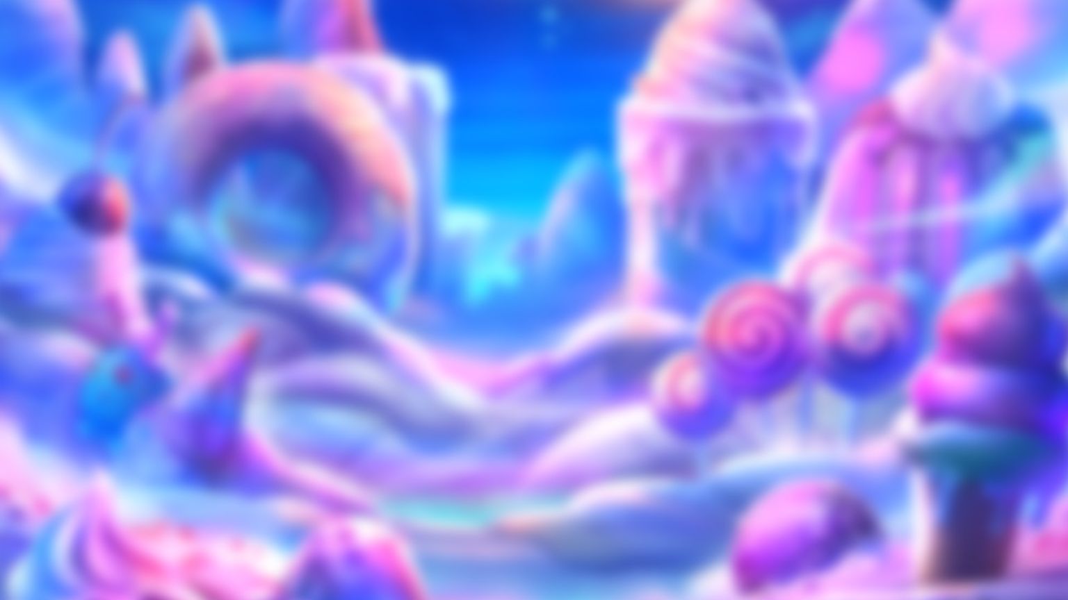 A blurred bacgkround of a snow-coloured candy land.